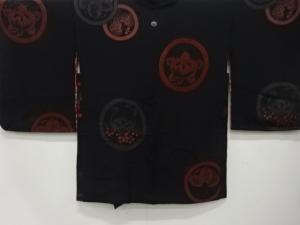 大正ロマン　漆　葵に桐模様織出し　一ツ紋羽織